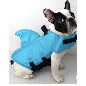 Swimways Sea Squirts Dog Life Vest Fin for Dog Swim Safety Blue M-20-50Lbs